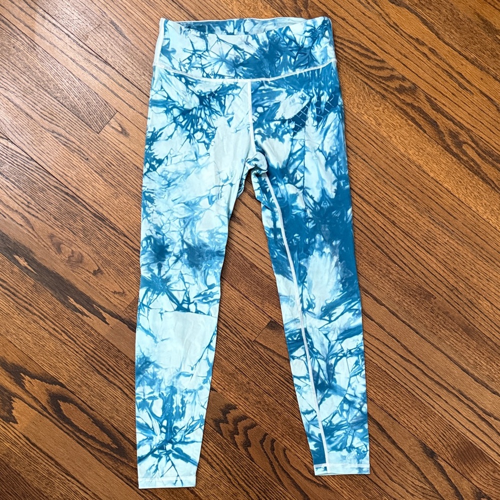 B26 Yelete Active Women Medium Blue Tie-Dye Leggings High Waist